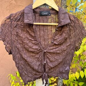 Cider Brown Textured Crop Top